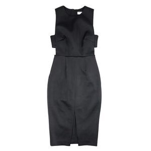 KEEPSAKE The Only One Cut Out Slit Midi Cocktail Sheath Dress Black LBD XS